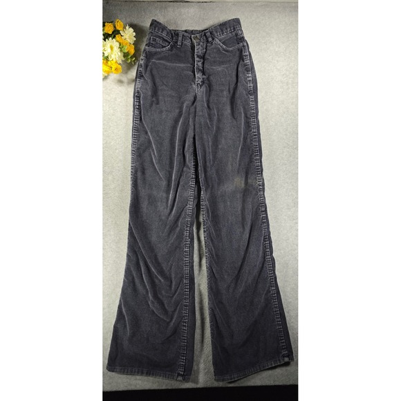 Vintage 70s Road Runner Corduroy High Rise Pants Women Size 27x33  Flare Leg - Picture 2 of 16